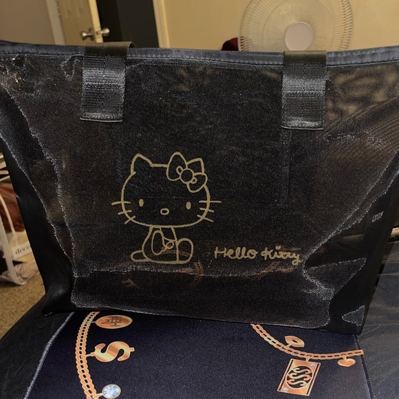 Hello Kitty Handbags - Hello Kitty Mesh Black With Gold Hardware Tote Bag